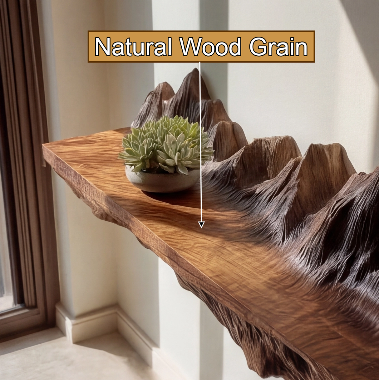 Kavren Sculpted Solid Wood Mountain Floating Shelf SPA983982 - Timberustic Floating Shelf