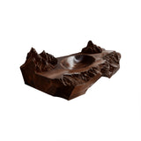Kavros Sculptural Carved Solid Wood Floating Bathroom Vanity with Integrated Sink Dark Walnut - Timberustic Floating Bathroom Vanity with Integrated Sink