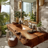 Kelvara Live Edge Solid Wood Floating Bathroom Vanity with Integrated Sink SPA439867 - Timberustic Floating Bathroom Vanity with Integrated Sink