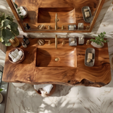 Kelvara Live Edge Solid Wood Floating Bathroom Vanity with Integrated Sink SPA439867 - Timberustic Floating Bathroom Vanity with Integrated Sink