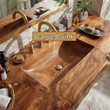Kelvara Live Edge Solid Wood Floating Bathroom Vanity with Integrated Sink SPA439867 - Timberustic Floating Bathroom Vanity with Integrated Sink