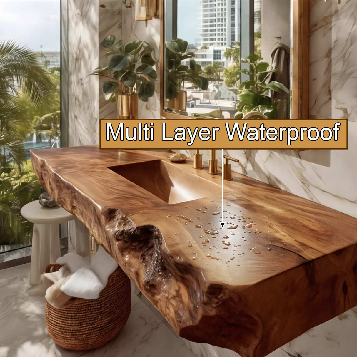 Kelvara Live Edge Solid Wood Floating Bathroom Vanity with Integrated Sink SPA439867 - Timberustic Floating Bathroom Vanity with Integrated Sink