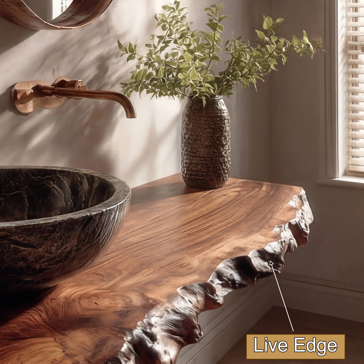 Kelvion Live Edge Solid Wood Floating Bathroom Vanity SPA514203 - Timberustic Floating Bathroom Vanity