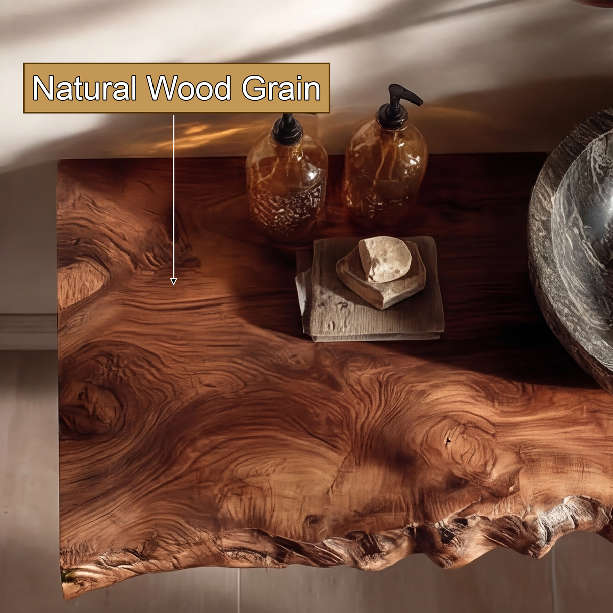 Kelvion Live Edge Solid Wood Floating Bathroom Vanity SPA514203 - Timberustic Floating Bathroom Vanity