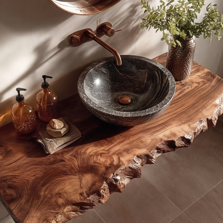 Kelvion Live Edge Solid Wood Floating Bathroom Vanity SPA514203 - Timberustic Floating Bathroom Vanity