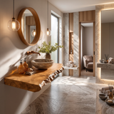 Kelvion Live Edge Solid Wood Floating Bathroom Vanity SPA514203 Teak - Timberustic Floating Bathroom Vanity