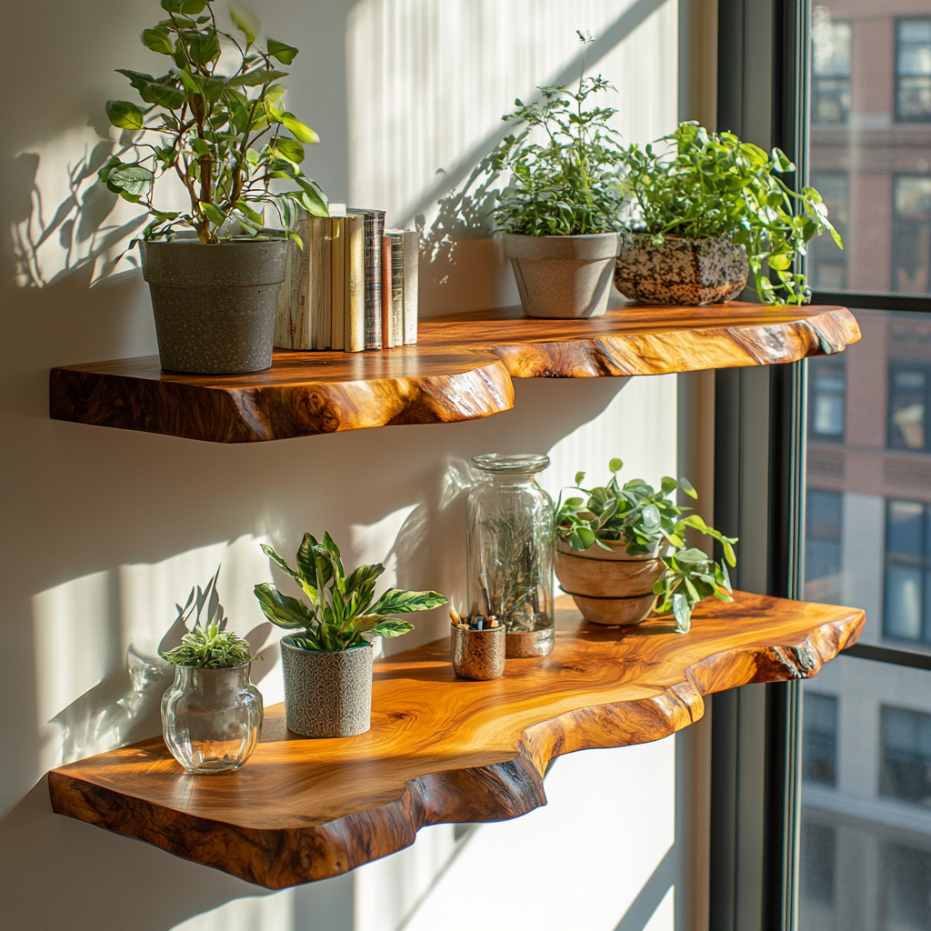 Kelvion Live Edge Solid Wood Floating Shelf SPA101010 - Timberustic Floating Shelf