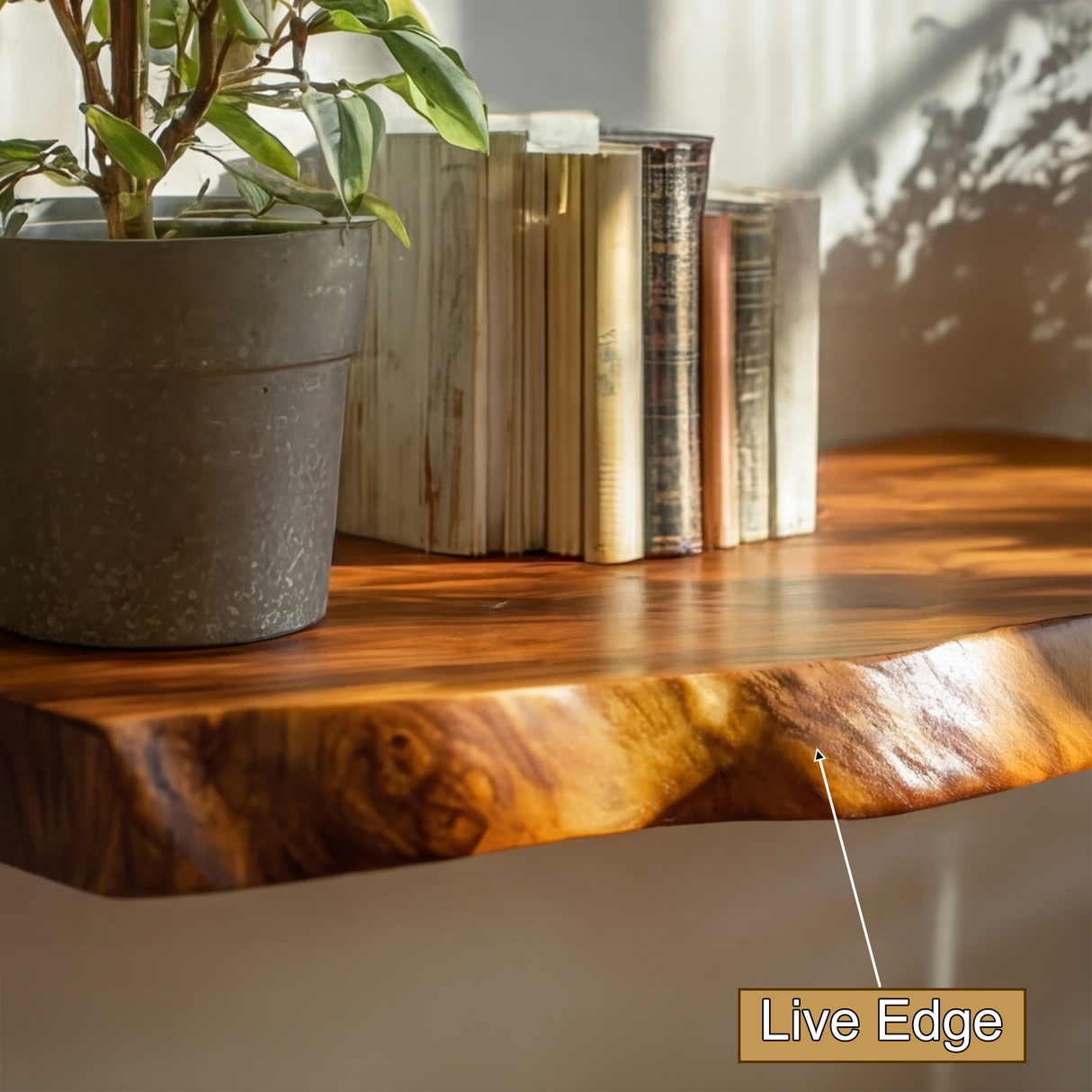 Kelvion Live Edge Solid Wood Floating Shelf SPA101010 - Timberustic Floating Shelf