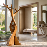Knotspire Handcrafted Sculpted Solid Wood Tree Coat Rack