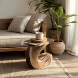 Kora Curve Solid Wood Side Table