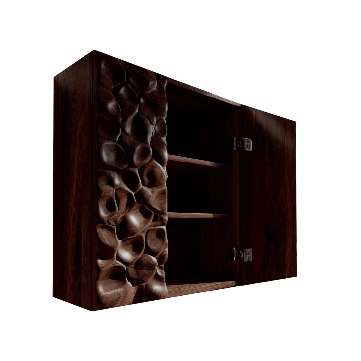Korren Sculpted Solid Wood Floating Bathroom Cabinet Dark Walnut - Timberustic Floating Bathroom Cabinet