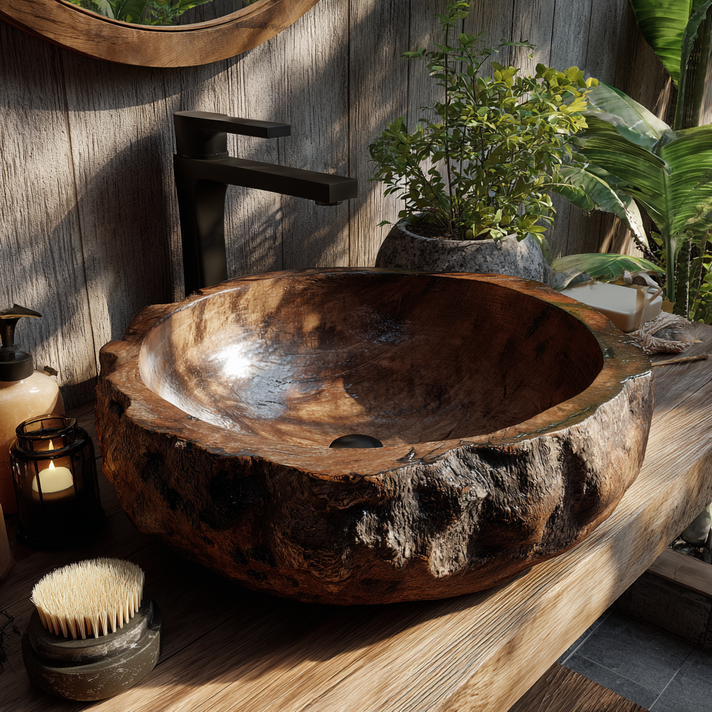 Korvath Live Edge Solid Wood Vessel Sink - Timberustic Vessel Sinks