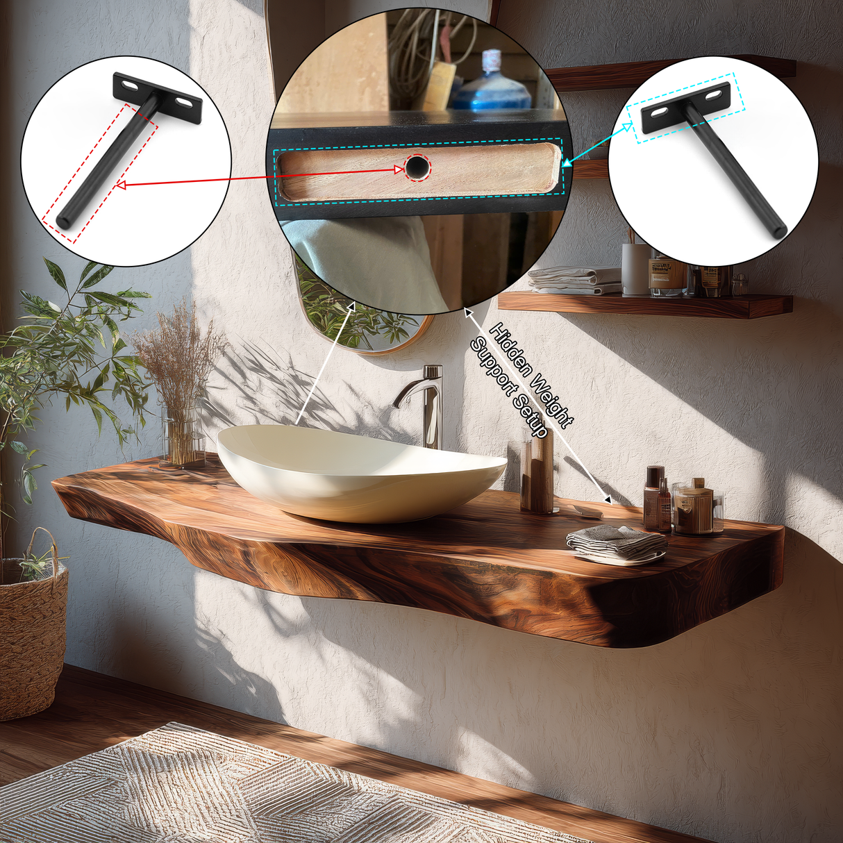 Korveth Live Edge Solid Wood Floating Bathroom Vanity SPA965869 - Timberustic Floating Bathroom Vanity