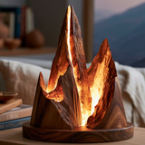 Korveth Sculpted Solid Wood Mountain Table Lamp