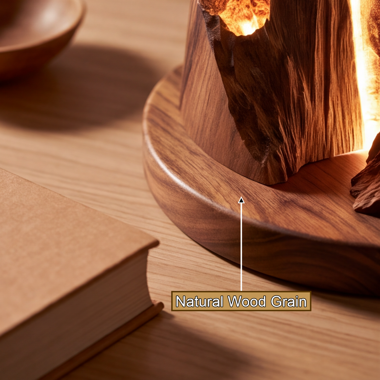Korveth Sculpted Solid Wood Mountain Table Lamp