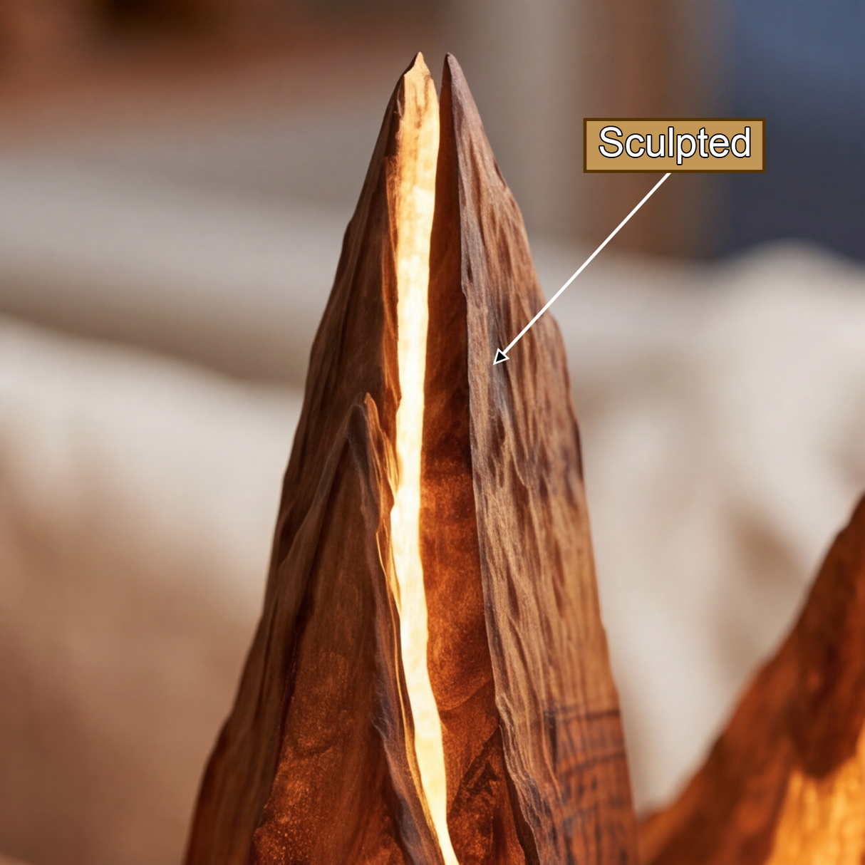 Korveth Sculpted Solid Wood Mountain Table Lamp
