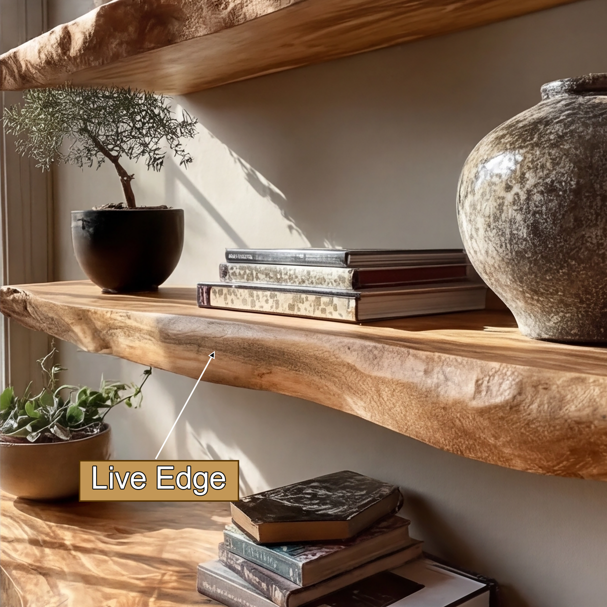 Korvyn Live Edge Solid Wood Floating Shelf SPA209520 - Timberustic Floating Shelf
