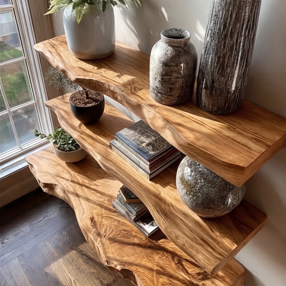 Korvyn Live Edge Solid Wood Floating Shelf SPA209520 - Timberustic Floating Shelf
