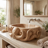 Krakora Handcrafted Solid Wood Octopus Vessel Sink Natural Oak - Timberustic Vessel Sinks