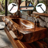 Larevyn Live Edge Solid Wood Floating Bathroom Vanity with Integrated Sink SPA364436 - Timberustic Floating Bathroom Vanity with Integrated Sink