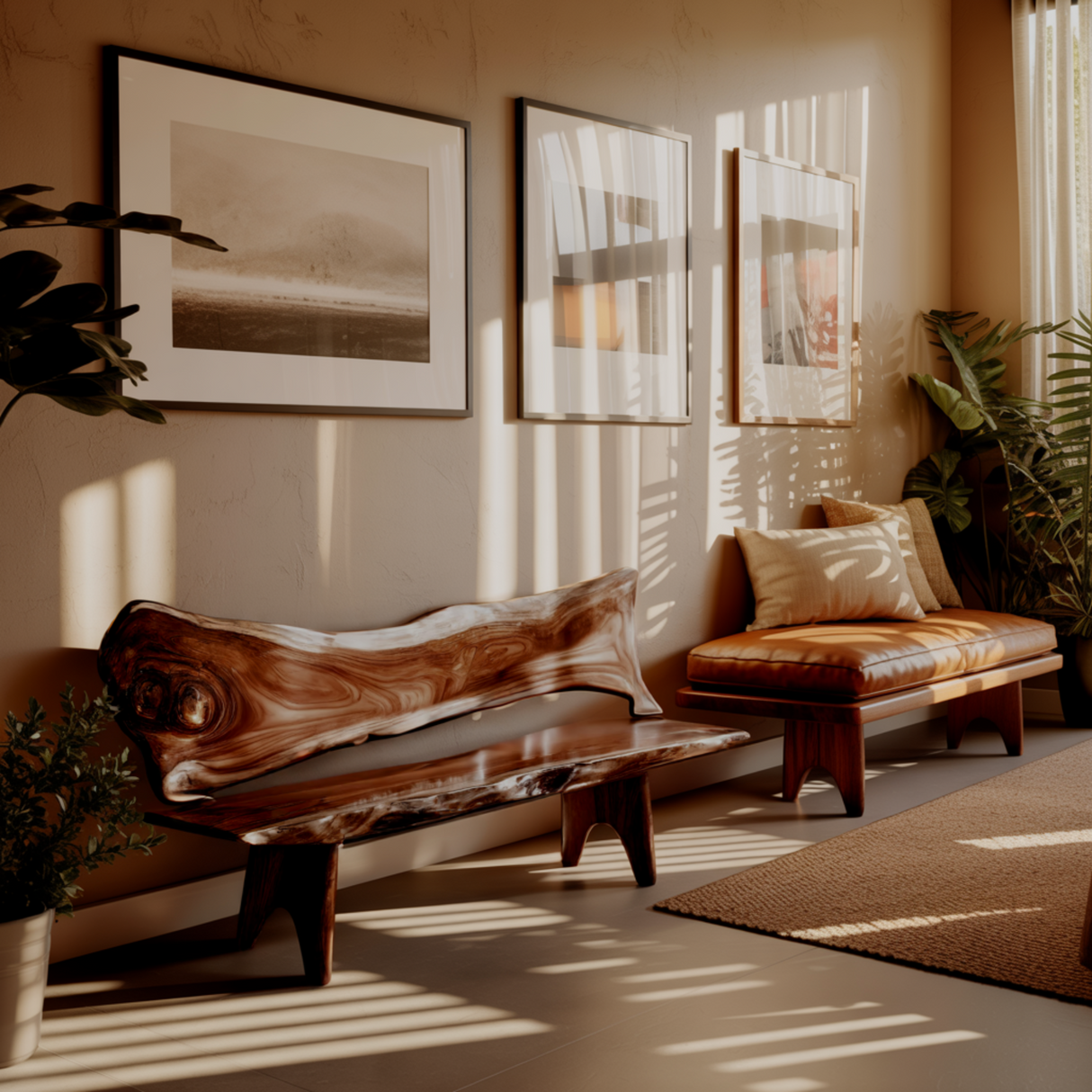 Leafwave Live Edge Indoor Bench - Timberustic Bench