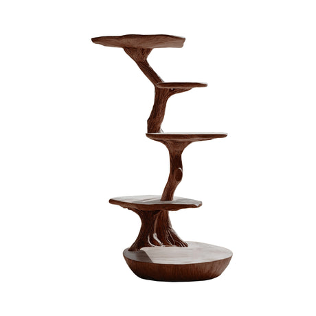 Lignum Sculpted Solid Wood Tree-Inspired Cat Tree Shelf Dark Walnut - Timberustic Tree-Inspired Cat Tree Shelf