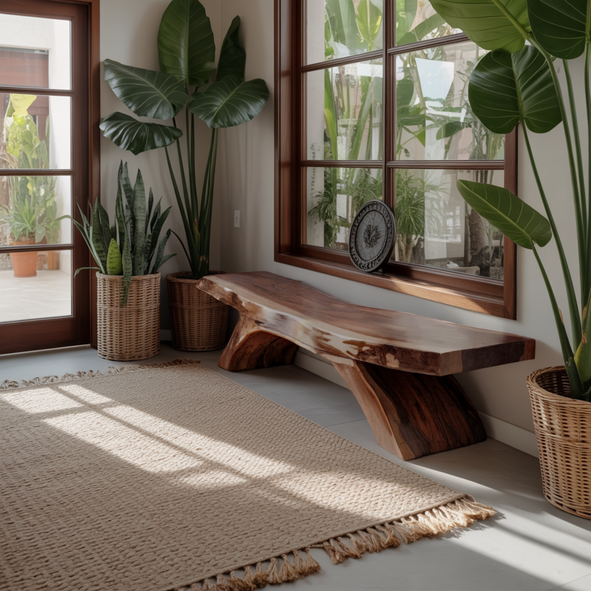 Liora Modern Rustic Live Edge Solid Wood Bench