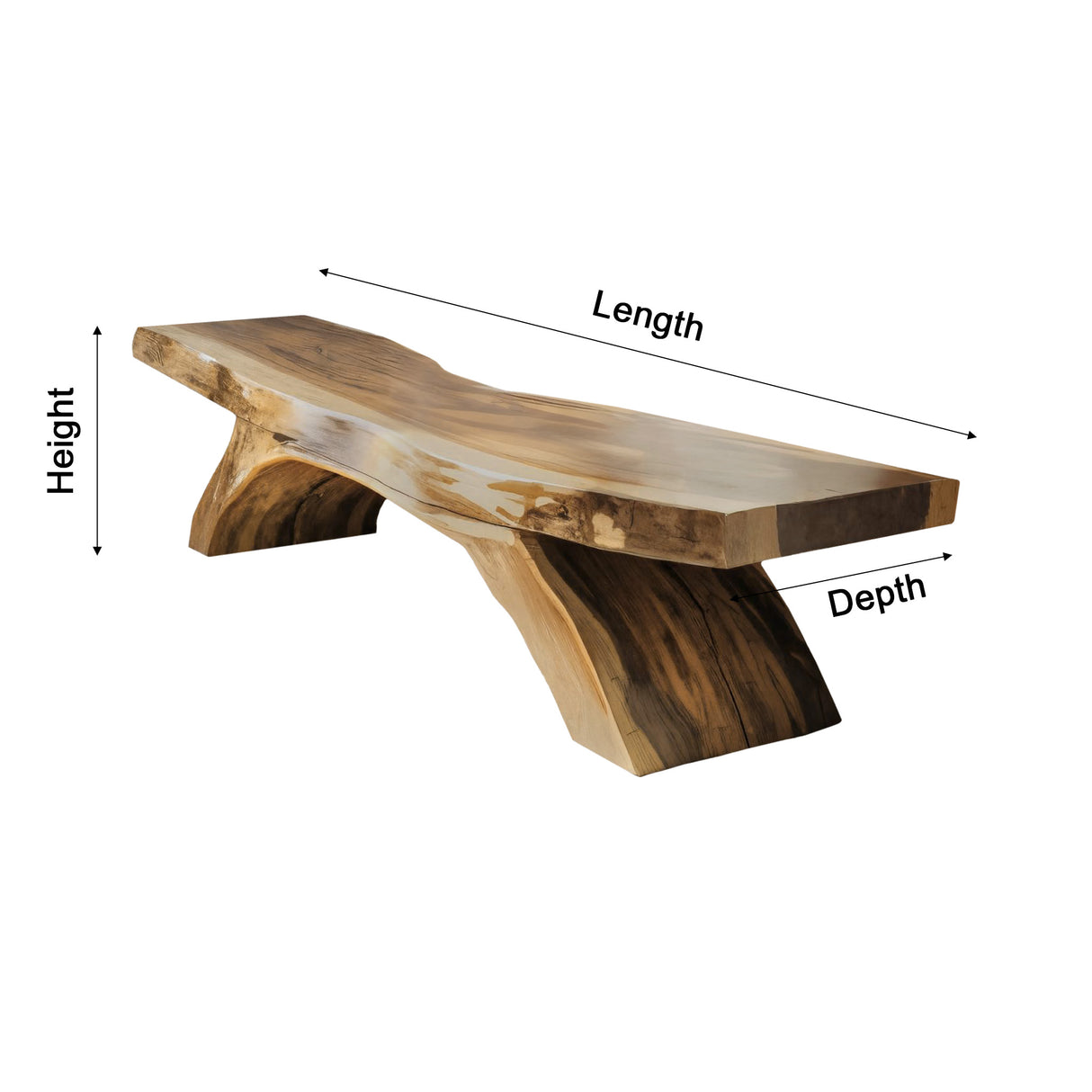 Liora Modern Rustic Live Edge Solid Wood Bench