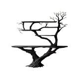 Liorath Live Edge Solid Wood Console Table with Shelves Black - Timberustic Console Table with Shelves