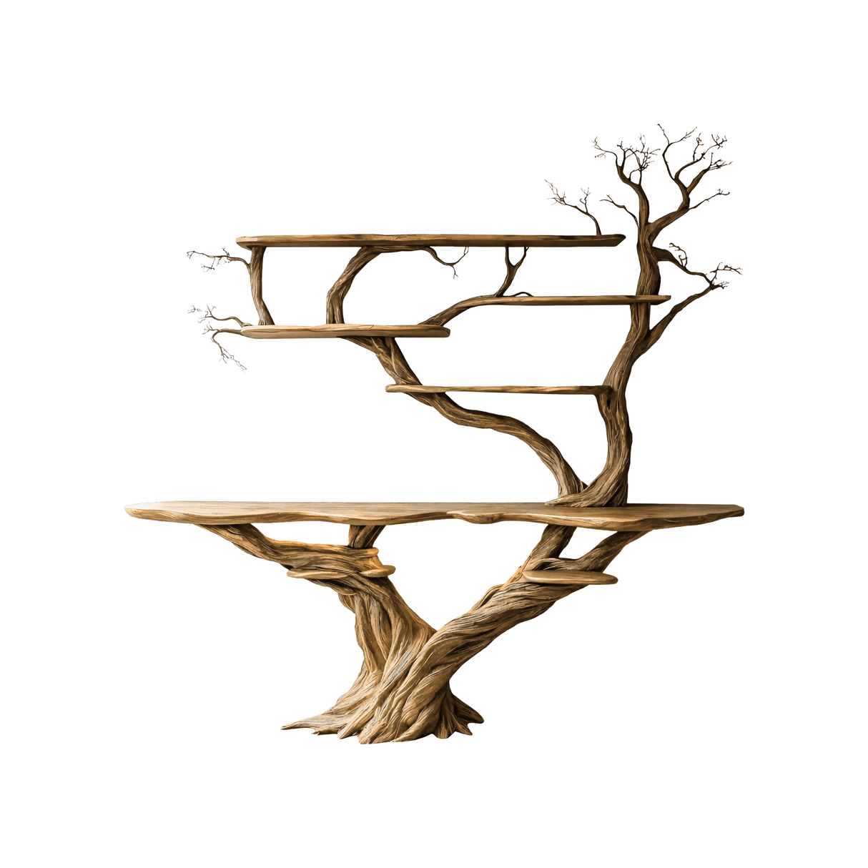 Liorath Live Edge Solid Wood Console Table with Shelves Natural Oak - Timberustic Console Table with Shelves