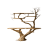 Liorath Live Edge Solid Wood Console Table with Shelves Natural Oak - Timberustic Console Table with Shelves