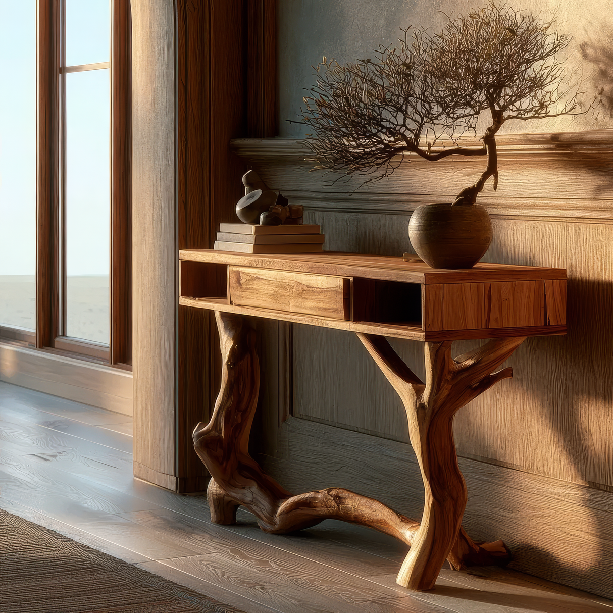 Liorath Sculpted Solid Wood Console Table SPA209582