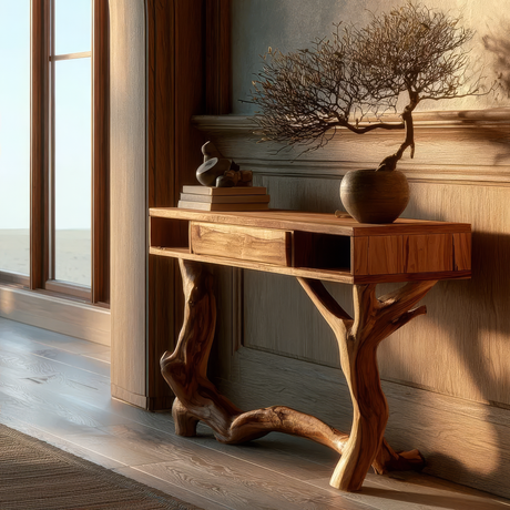 Liorath Sculpted Solid Wood Console Table SPA209582 - Timberustic Console Table