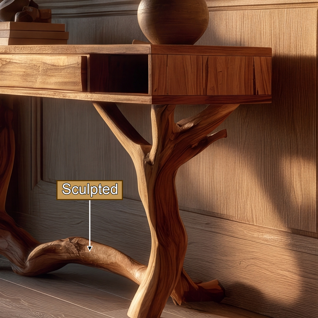 Liorath Sculpted Solid Wood Console Table SPA209582
