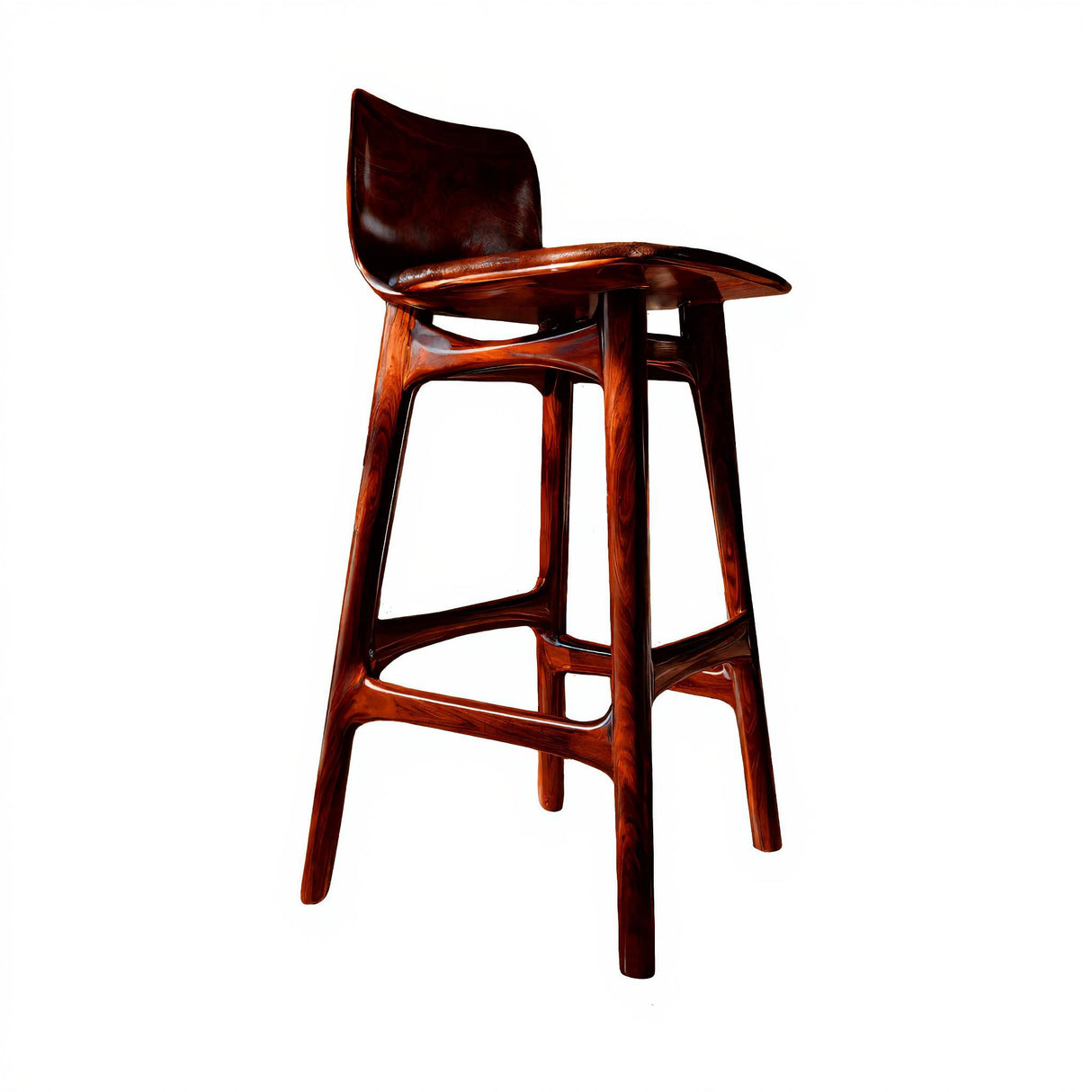 Lioren Arc Solid Wood Bar Stool Mahogany - Timberustic Bar Stool