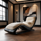 Lioren Handcrafted Sculpted Solid Wood Chaise Lounge