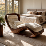 Lioren Handcrafted Sculpted Solid Wood Chaise Lounge