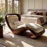 Lioren Handcrafted Sculpted Solid Wood Chaise Lounge