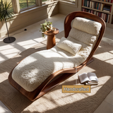 Lioren Handcrafted Sculpted Solid Wood Chaise Lounge