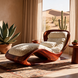 Lioren Handcrafted Sculpted Solid Wood Chaise Lounge