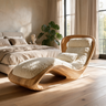Lioren Handcrafted Sculpted Solid Wood Chaise Lounge