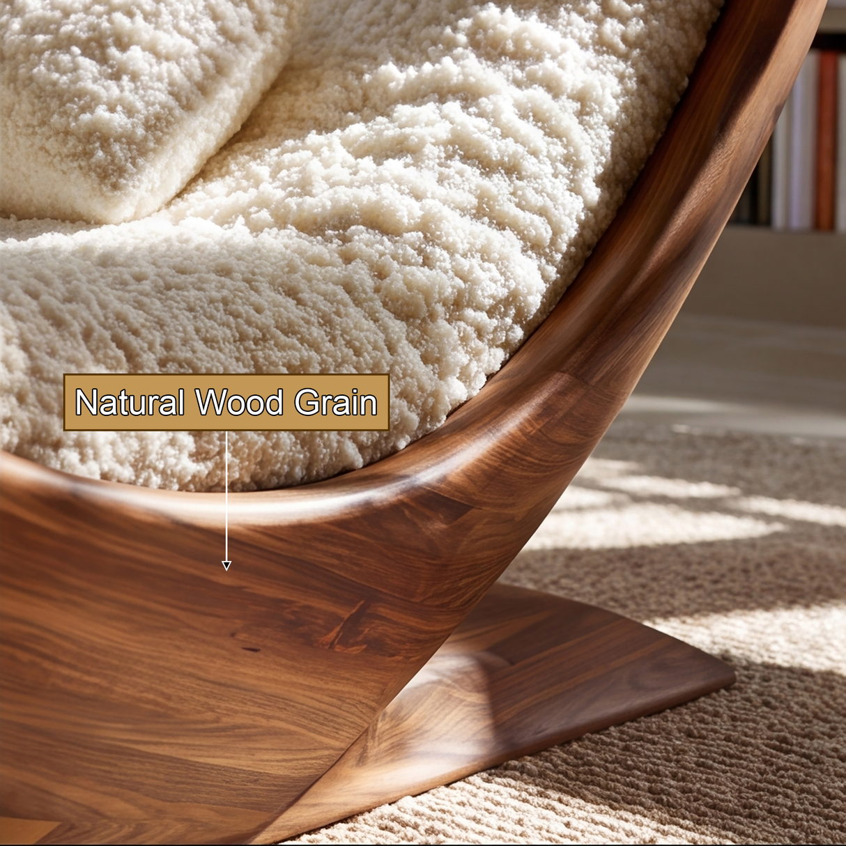 Lioren Handcrafted Sculpted Solid Wood Chaise Lounge