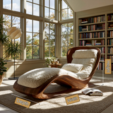 Lioren Handcrafted Sculpted Solid Wood Chaise Lounge