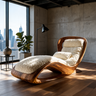 Lioren Handcrafted Sculpted Solid Wood Chaise Lounge