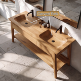 Lioren Handcrafted Solid Wood Freestanding Bathroom Vanity with Integrated Sinks and Drawers