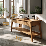 Lioren Handcrafted Solid Wood Freestanding Bathroom Vanity with Integrated Sinks and Drawers