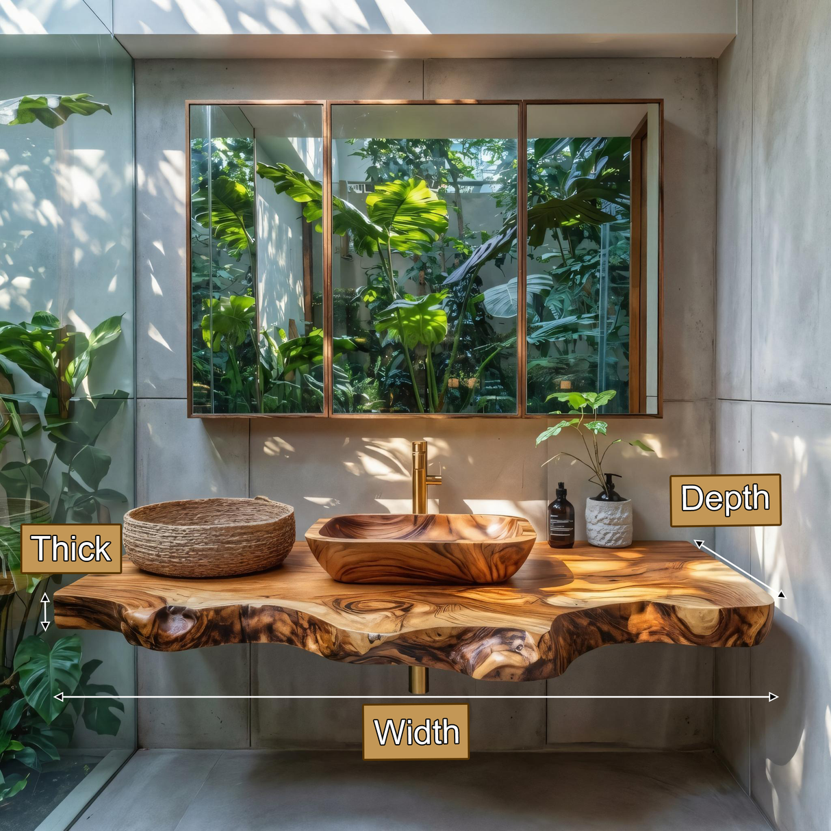 Lioren Live Edge Solid Wood Floating Bathroom Vanity SPA318184 - Timberustic Floating Bathroom Vanity