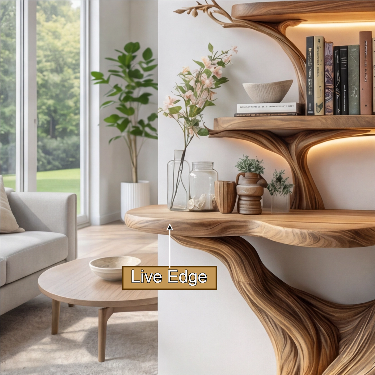Lioren Sculpted Solid Wood Console Table with Shelves - Timberustic Console Table with Shelves