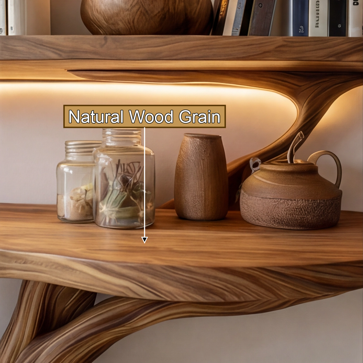 Lioren Sculpted Solid Wood Console Table with Shelves - Timberustic Console Table with Shelves