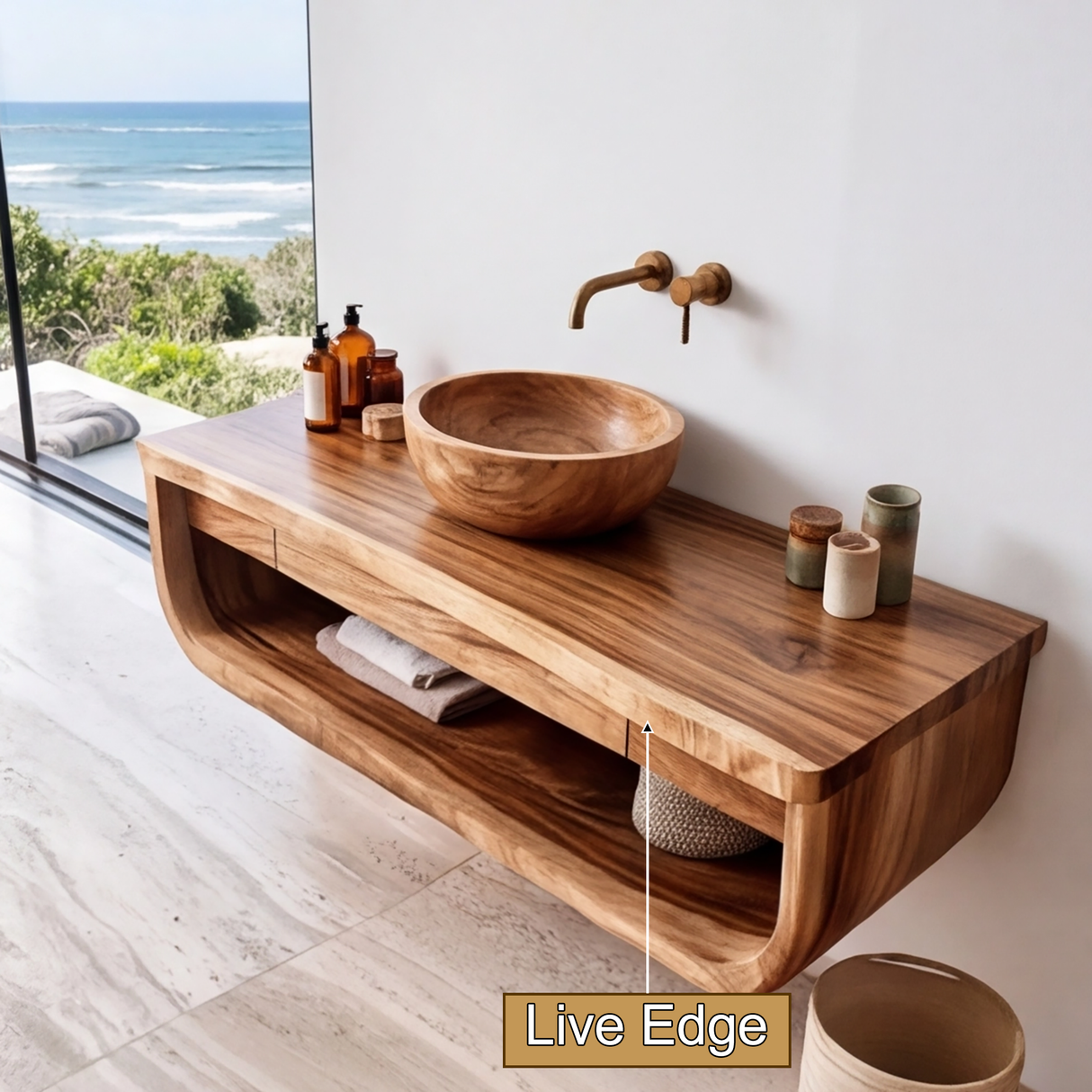 Lioren Sculpted Solid Wood Floating Bathroom Vanity with Drawers SPA182397 - Timberustic Floating Bathroom Vanity With Drawers